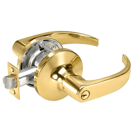 Grade 1 Classroom Cylindrical Lock, Pacific Beach Lever, Conventional Cylinder, Bright Brass Finish,